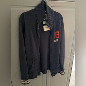 Abercrombie & Fitch Navy and Cream Knit Sweater